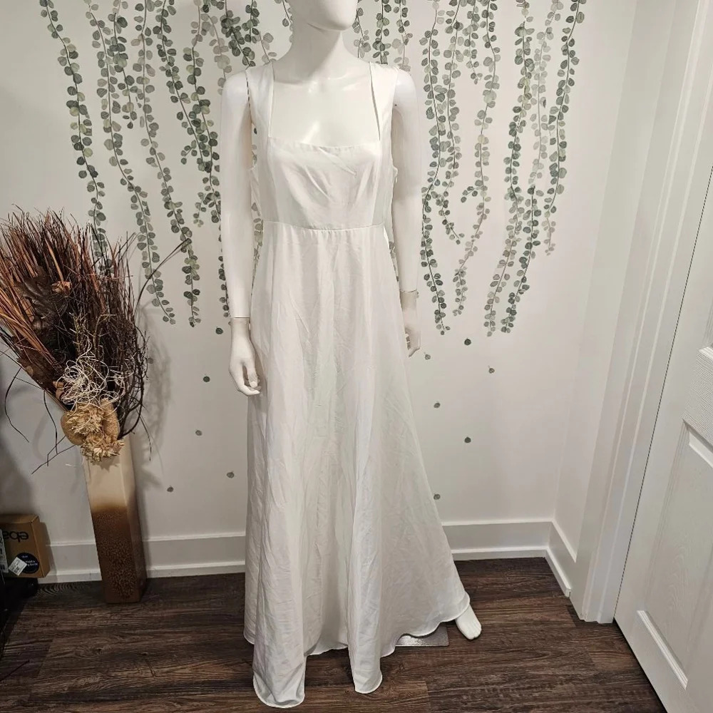 Show Me Your Mumu Women's Madi Gown Ivory Luxe Satin Size L - Picture 3 of 11